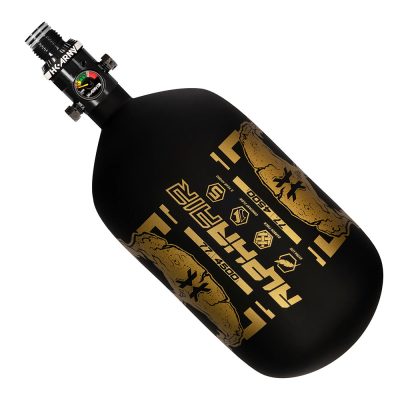 HK Army Alpha Air Carbon Fiber Compressed Air Paintball Tank With HP8 Standard Regulator – 77/4500 – Midas – Black/gold