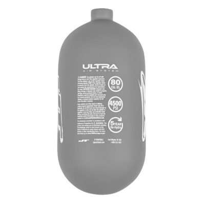 JT Ultra Lite Carbon Fiber Compressed Air Paintball Tank – 80/4500 – Without Regulator – Grey/White