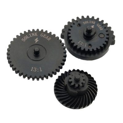 Solink Airsoft Motor CNC Steel Gear Set For AEG Rifles – Non-Hollowed Out – 13:1 Helical