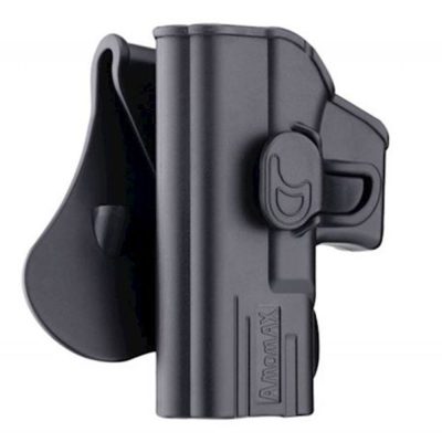 Amomax Rigid Pistol Holster – Paddle Attachment – Left Handed – Glock – Black