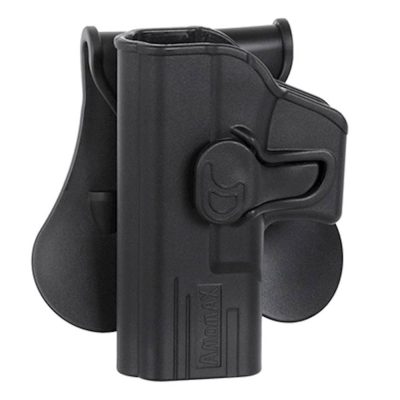 Amomax Rigid Pistol Holster – Paddle Attachment – Left Handed – Glock – Black