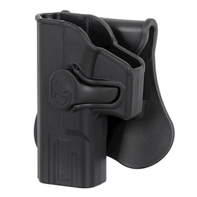 Amomax Rigid Pistol Holster – Paddle Attachment – Left Handed – Glock – Black