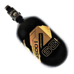 JT Carbon Fiber Compressed Air Paintball Tank – Flo Pro Regulator – 68/4500 – Black With Gold Miror Logo